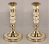 Picture of Brass Candle Holder Round with Mother Of Pearl Inlay Set/2  | 3.75"Dx7"H |  Item No. 03634