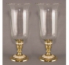 Picture of Brass Candle Holder Mother Of Pearl Inlay with Clear Glass Shade Set/2  | 4.75"Dx14"H |  Item No. 99554