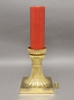 Picture of Brass Candle Holder Square Base with Clear Glass Shade and Decorative Ring Set/2 | 7.5"Dx19"H |  Item No. 19015