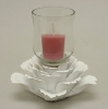 Picture of White Ceramic Candle Holders Shaped Like Peony Flower with 25-Petals  Set/2  | 5.75"Dx3"H |  Item No. 71001