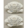 Picture of White Ceramic Candle Holders Shaped Like Peony Flower with 25-Petals  Set/2  | 5.75"Dx3"H |  Item No. 71001