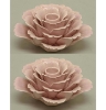 Picture of Pink Ceramic Candle Holders Shaped Like Peony Flower with 25-Petals  Set/2  | 5.75"Dx3"H |  Item No. 71011
