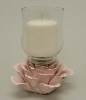 Picture of Pink Ceramic Candle Holders Shaped Like Peony Flower with 25-Petals  Set/2  | 5.75"Dx3"H |  Item No. 71011