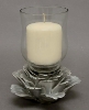 Picture of Silver Ceramic Candle Holders Shaped Like Peony Flower with 25-Petals  Set/2  | 5.75"Dx3"H |  Item No. 71031