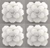 Picture of White Ceramic Candle Holder Square shaped Flower with 12-Petals  Set/4   | 4"Sq x 2.5"H |  Item No. 71002