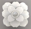 Picture of Set/4 White Ceramic Candle Holder Square shaped Flower with 12-Petals  | 4"Sq x 2.5"H |  Item No. 71002