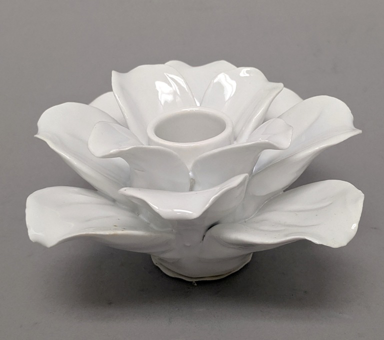 White Candle Holder Ceramic Flower Design | 4"Dx2.5"H | Item No. 71002 ...