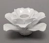 Picture of Set/4 White Ceramic Candle Holder Square shaped Flower with 12-Petals  | 4"Sq x 2.5"H |  Item No. 71002