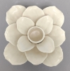Picture of Set/4 Ivory Ceramic Candle Holder Square shaped Flower with 12-Petals  | 4"Sq x 2.5"H |  Item No. 71022