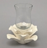 Picture of Set/4 Ivory Ceramic Candle Holder Square shaped Flower with 12-Petals  | 4"Sq x 2.5"H |  Item No. 71022
