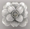 Picture of Set/4 Silver Ceramic Candle Holder Square shaped Flower with 12-Petals   | 4"Sq x 2.5"H |  Item No. 71032