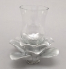 Picture of Set/4 Silver Ceramic Candle Holder Square shaped Flower with 12-Petals   | 4"Sq x 2.5"H |  Item No. 71032