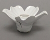Picture of Set/4 White Ceramic Candle Holder Shaped like a Flower with 5-Petals   | 4"Sq x 2.5"H |  Item No. 71003