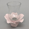 Picture of Set/4 Pink Ceramic Candle Holder Shaped like a Flower with 5-Petals  | 4"Sq x 2.5"H |  Item No. 71013