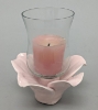 Picture of Set/4 Pink Ceramic Candle Holder Shaped like a Flower with 5-Petals  | 4"Sq x 2.5"H |  Item No. 71013