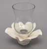 Picture of Set/4 Ivory Ceramic Candle Holder Shaped like a Flower with 5-Petals  | 4"Sq x 2.5"H |  Item No. 71023