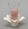 Picture of Ivory Ceramic Candle Holder Shaped like a Flower with 5-Petals  Set/4   | 4"Sq x 2.5"H |  Item No. 71023