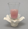 Picture of Set/4 Ivory Ceramic Candle Holder Shaped like a Flower with 5-Petals  | 4"Sq x 2.5"H |  Item No. 71023