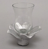 Picture of Set/4 Silver Ceramic Candle Holder Shaped like a Flower with 5-Petals  | 4"Sq x 2.5"H |  Item No. 71033