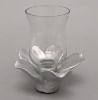 Picture of Silver Ceramic Candle Holder Shaped like a Flower with 5-Petals  Set/4   | 4"Sq x 2.5"H |  Item No. 71033