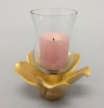 Picture of Set/4 Gold Ceramic Candle Holder Shaped like a Flower with 5-Petals  | 4"Sq x 2.5"H |  Item No. 71043