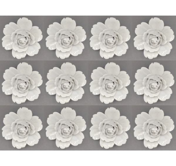 Picture of White Ceramic Mini Flower Accent Piece for Decorating  Reception Tables  Set/12 | 2.25"Dx1.25"H | Item No. 71004
