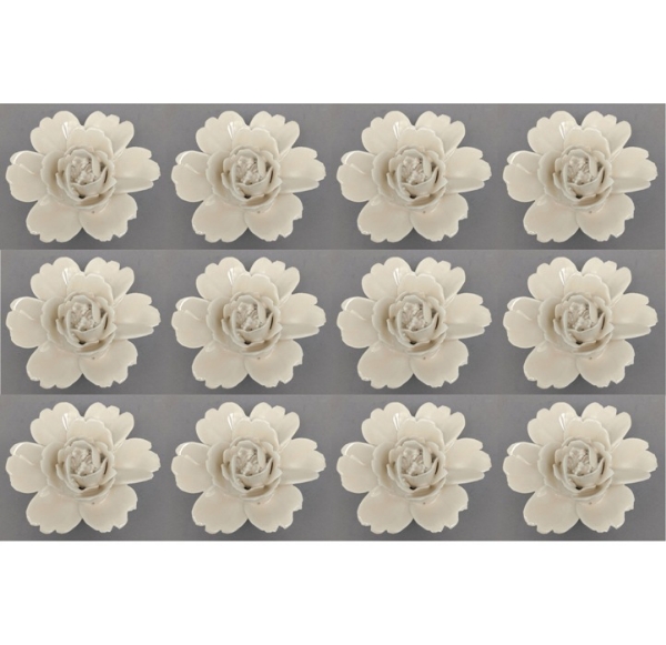 Picture of Ivory Ceramic Mini Flower Accent Piece for Decorating  Reception Tables  Set/12 | 2.25"Dx1.25"H | Item No. 71024
