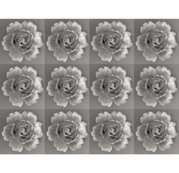 Picture of Silver Ceramic Mini Flower Accent Piece for Decorating  Reception Tables  Set/12 | 2.25"Dx1.25"H | Item No. 71034
