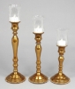 Picture of Antique Gold Candle Holder with Rhinestone Border Base Set/2  | 4"D x 7.5"H |  Item No. 16156