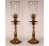 Picture of Antique Gold Finish on Brass Candle Holder with Cut Glass Shade Set/2  | 8.5"Dx29.5"H |  Item No.37419
