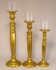 Picture of Antique Gold Aluminum Candle Holders for Pillar or Taper Candle with Glass Shade Set/2  | 5.25"Dx28"H |  Item No. 51655