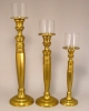 Picture of Antique Gold Aluminum Candle Holders for Pillar or Taper Candle with Glass Shade  Set/2  | 5.25"Dx24"H |  Item No. 51656