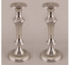 Picture of Nickel Plated Aluminum Candle Holder Round for Pillar or Taper Candle  Set/2  | 5.25"Dx12"H |  Item No. 51102
