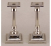 Picture of Nickel Plated Aluminum Candle Holder Square for Pillar or Taper Candle  Set/2  | 4.5"Sqx10"H |  Item No. 51108