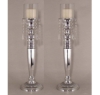 Picture of Aluminum Candle Holder with 6-Hanging Crystal Beads and Glass Shade  Set/2  | 6.75"Dx24"H |  Item No. 51653
