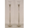 Picture of Nickel Plated on Brass Candle Holder with Clear Glass Shade  Set/2  | 6"Dx38"H |  Item No. 79571