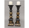 Picture of Hand Carved Wood Candle Holder Square Base for Pillar Candle Set/2 | 5"Wx18"H |  Item no. 40109
