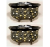Picture of Black Mosaic Bowl Compote Vase Mirror Chips Oval  Set/2  | 7"x10"x5"H |  Item No. 35114