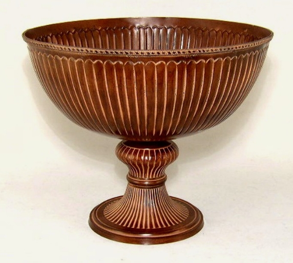 Picture of Brown Finish on BRASS Bowl Fluted Pedestal Base  | 12"Dx10"H |  Item No. 42350