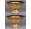 Picture of Gold Mosaic Bowl Compote Vase Revere Shape Set/2 | 8"Dx4.75"H | Item No. 24302