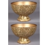 Picture of Gold Mosaic Bowl Compote Vase  Half Round Set/2  | 8"Dx5.5"H |  Item No. 24305