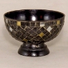 Picture of Black Mosaic Bowl Compote Vase  Round  Set/2  | 6"Dx4"H |  Item No. 35119