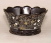 Picture of Black Mosaic Bowl Compote Vase Wavy Top Round  Set/2 | 9"Dx4.5"H |  Item No. 35120