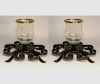 Picture of Wrought Iron Trivet Candle Holder with Glass Peg Votive  Set/2 | 9.5"Wx7"H |  Item No. 00704