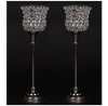 Picture of Nickel Plated Crystal Bead Votive Candle Holders  Set/2  | 4"D x 14.5"H |  Item No. 16170
