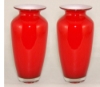 Picture of Red Vase Glass Taper with Rim Floral Centerpiece Set/2  | 4"Dx10"H | Item No. 12404