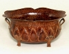 Picture of Brown Planter Embossed Footed with Handles  Set/2 | 6" x 10" x 5"H | Item No. 42119