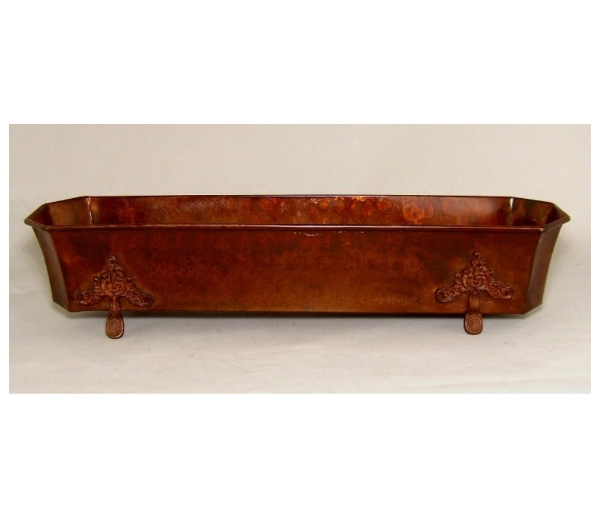 Picture of Dark Brown Window Planter Elongated Octagon Footed | 6.5" x 24" x 5"H |  Item No. 42450
