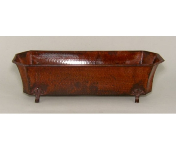 Picture of Dark Brown Planter Elongated Octagon Hammered Footed | 6.5" x 18" x 5"H |  Item No. 42451