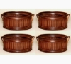 Picture of Brown  Patina on Brass Planter Oval Rib Pattern with Handles  Set/4  | 4" x 6" x 3"H |  Item No. 42485